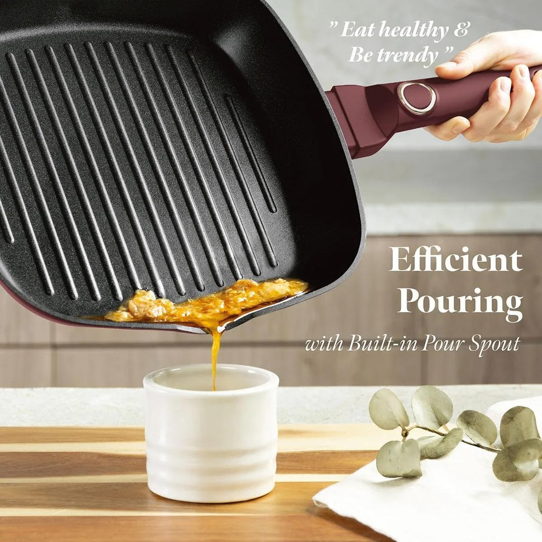 Berlinger Haus Turbo-Induktion Grillpfanne mit Deckel 28cm 2,1 L TitanPro-Antihaftbeschichtung, bord