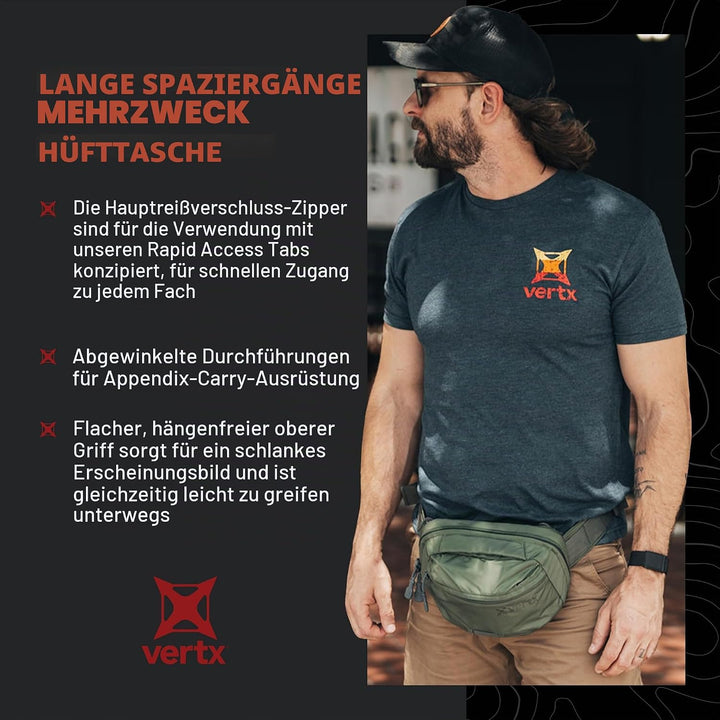 Vertx Long Walks MP 2L Tactical Waist Fanny Pack Concealed Carry Gear Bag for Travel, CCW, EDC-Arbei