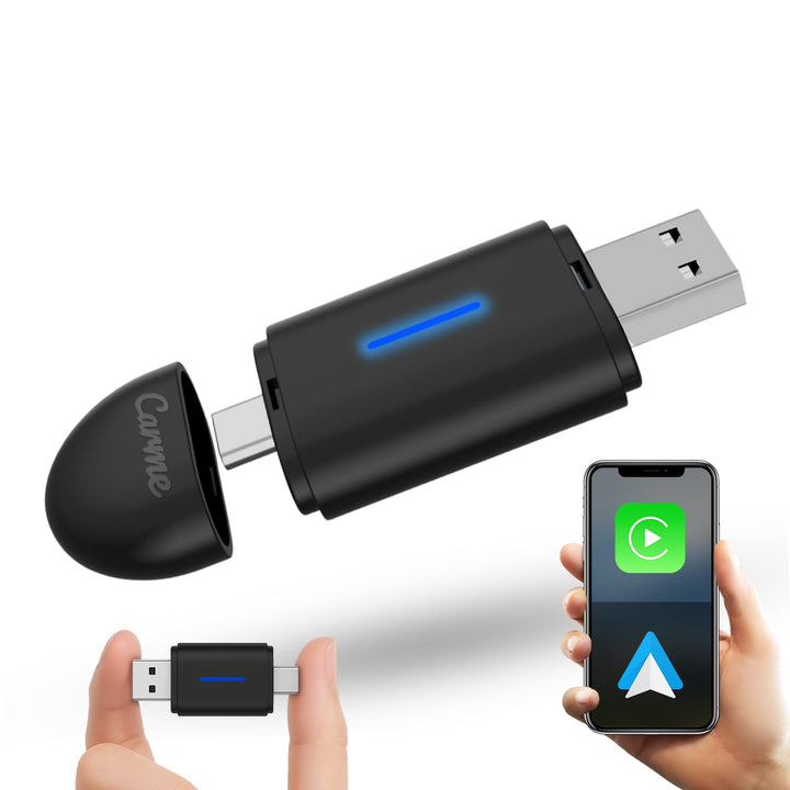 CarMe CarPlay Wireless Adapter & Android Auto Wireless Adapter - Mini USB 2-in-1 Auto Dongle - Wande