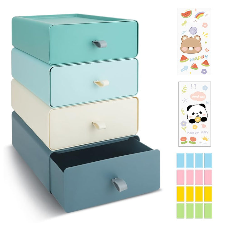 Schreibtisch Schubladenbox, Stapelbarer Organizer Drawer mit Etiketten, Grosse Kunststoff Office Bas