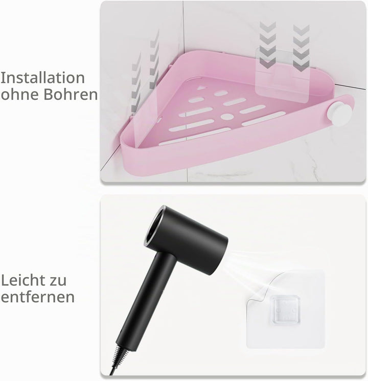 Sotfamily Duschablage ohne Bohren Ecke, 4 Stück Duschregal Badregal ohne Bohren mit Klebepad, Rostfr