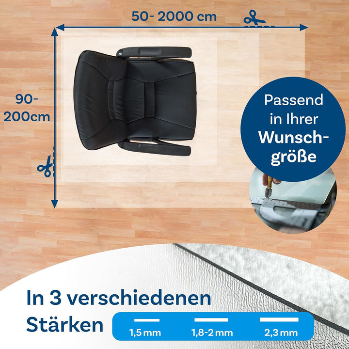 Floordirekt Bodenschutzmatte für Hartböden - Neo - halbtransparente Bürostuhlunterlage Bodenmatte St