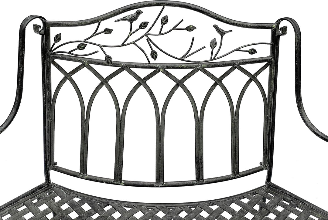 DanDiBo Gartenbank Wetterfest Halbrund aus Metall Braun 96002 125 cm Bank Metallbank Sitzbank Garten
