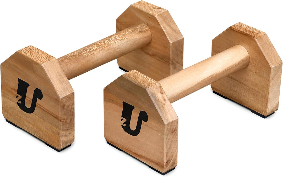 Uzman Parallettes Holz Liegestützgriffe Push Up Bars Calisthenics | Massivholz, rutschfeste Gummifüs