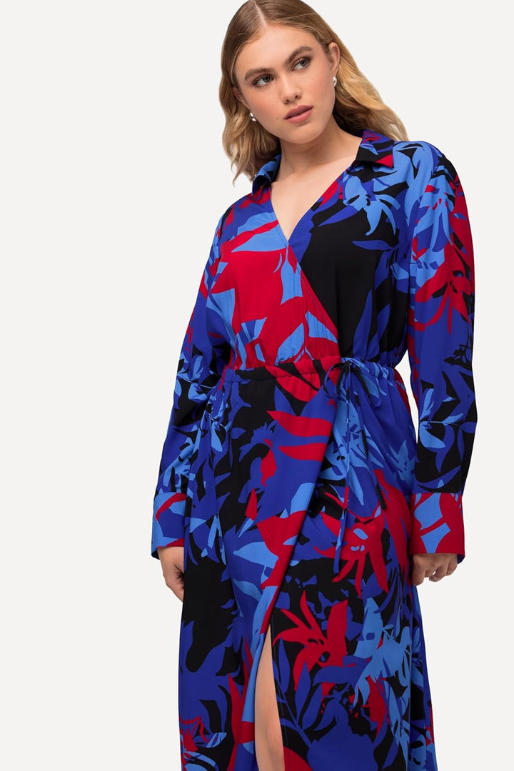 Ulla Popken Damen Blumendruck Kleider 50-52 Titan Blau, 50-52 Titan Blau