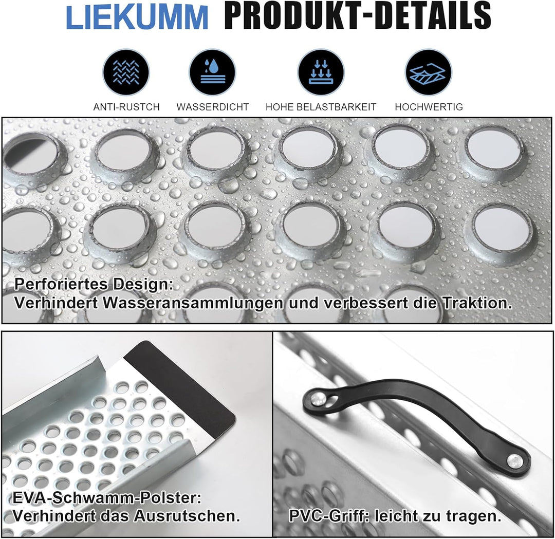 LIEKUMM 2X Auffahrrampe,150 cm Stahl Klabbar Laderampe, 600 kg Tragkraft Auffahrrampe für Anhänger,