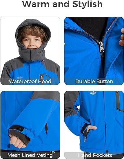 Jungen Berg Ski Jacke Warmer Winter Fleece Mäntel Wasserdichter Atmungsaktive Jacke Outdoor Kapuzen