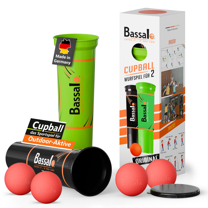BASSALO Cupball - Sportspiel für Kinder, Jugendliche, Erwachsene 2 Spieler Starter Set Plus, 2 Spiel
