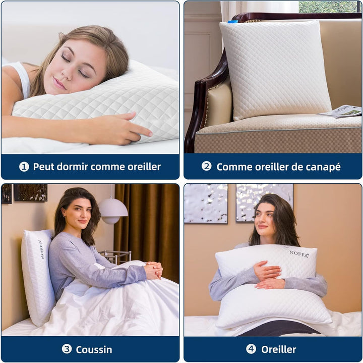 NOFFA Memory Foam Kopfkissen, Weich Viscoelastisches Couchkissen, Grosses Sofa Kissen (56 x 56 cm),