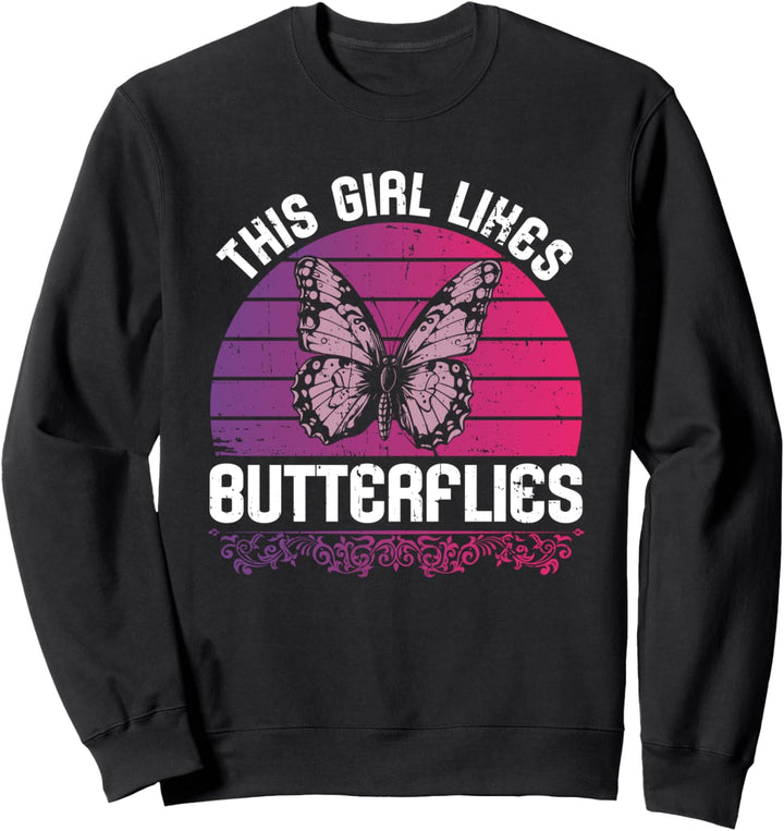 Mädchen mag Schmetterlinge, niedlicher bunter Schmetterling Sweatshirt