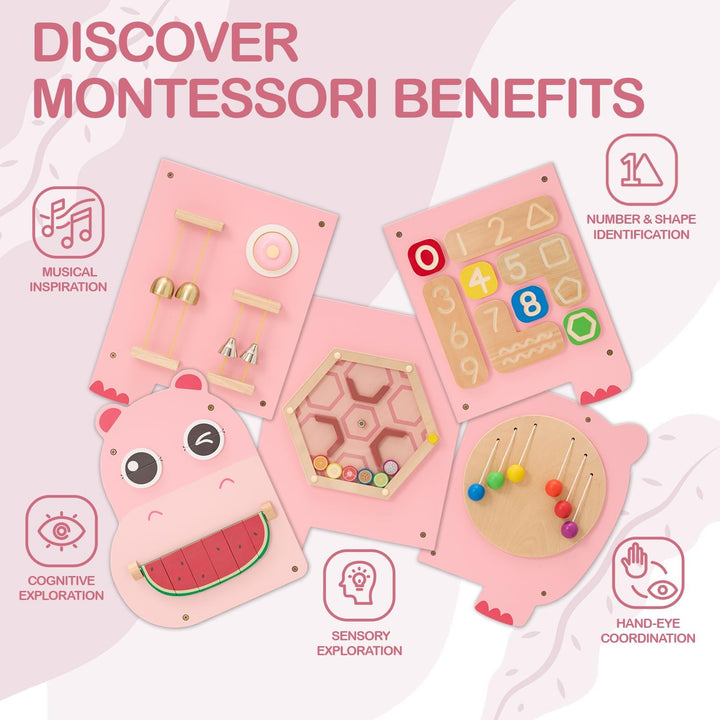 Monläurd® Hippo Montessori Pädagogischer Aktivitätswürfel, sensorisches Wandspielzeug für Kindertage