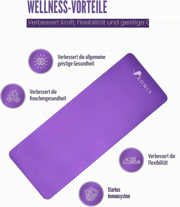 ROMIX Yoga Matte Dicker 10mm, Yogamatte Rutschfest Umweltfreundlich Weich Schaum Pad, Schweissresist