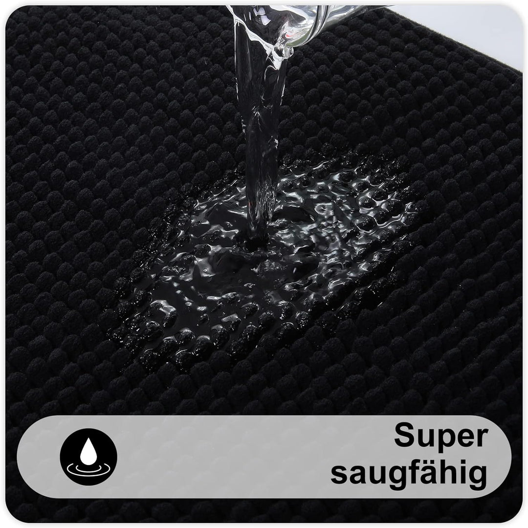Homaxy Chenille Badezimmerteppich Set 2 teilig rutschfeste Badematte Set Weich Saugfähige Badteppich