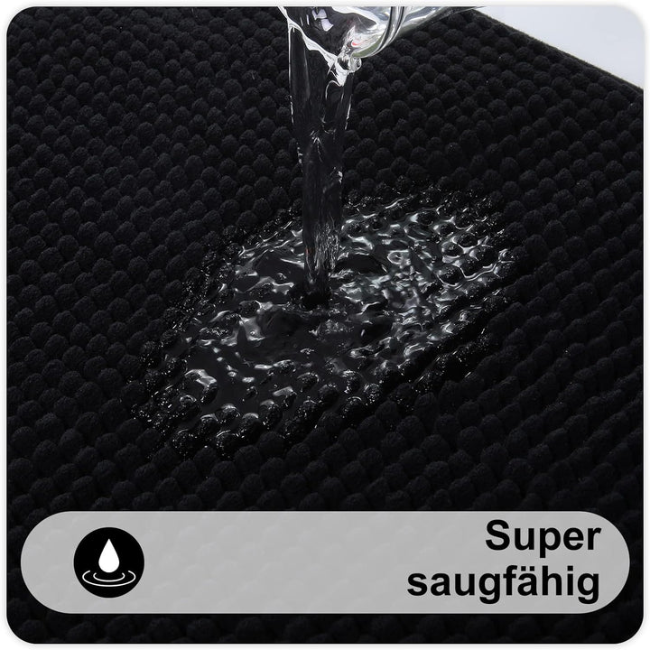 Homaxy Chenille Badezimmerteppich Set 2 teilig rutschfeste Badematte Set Weich Saugfähige Badteppich