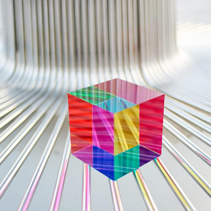 ZhuoChiMall CMY Mixing Color Cube, 40 mm (1,57 Zoll) Acrylwürfelprisma, CMYcube für Heim- oder Bürod