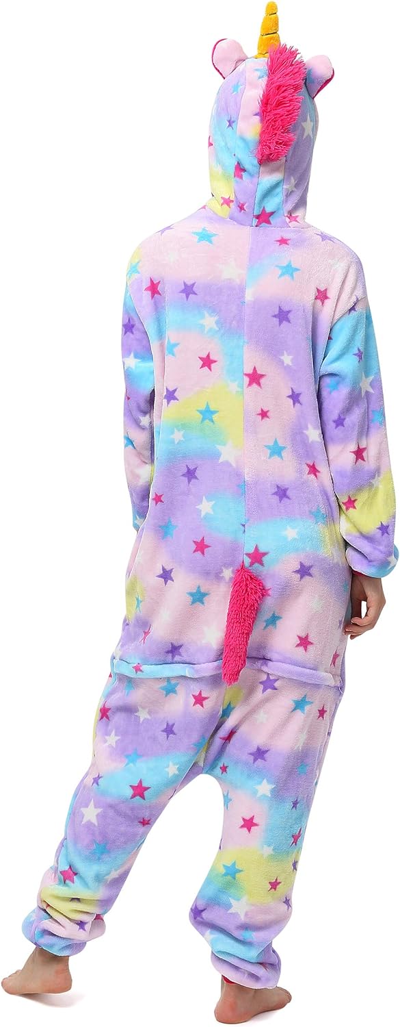 Katara 1744 (30+ Designs) Einhorn-Kostüm Lila-weiss, Unisex Onesie/ Pyjama-Qualität für Erwachsene &