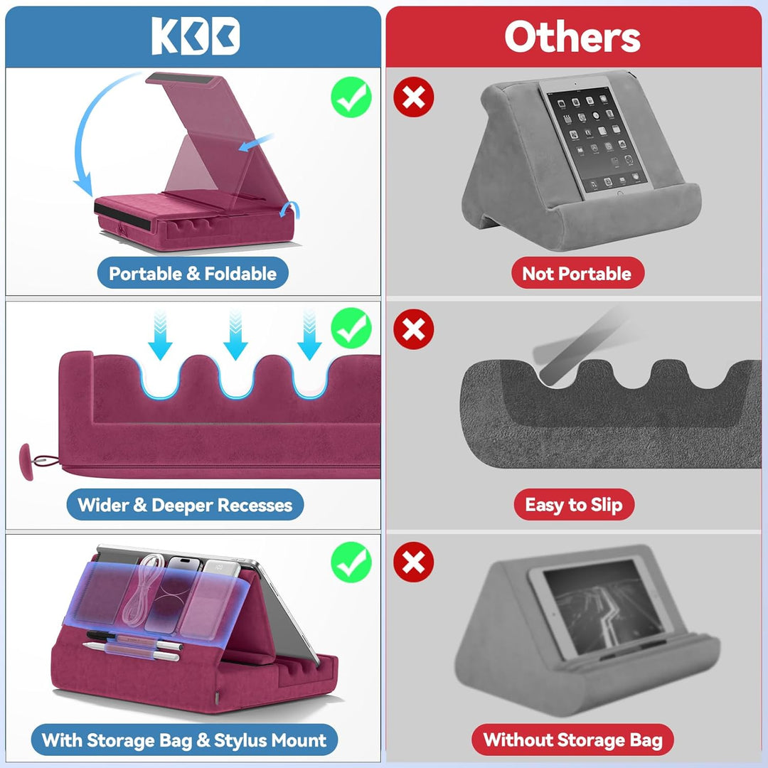 KDD Tablet Halter Kissen, Faltbarer Ipad Ständer für Schoss Bett Schreibtisch - Tablet Weicher Kisse