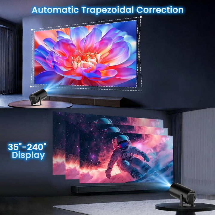 Mini Beamer 4K Full HD 1080P mit Apps Projektor, Smart Beamer mit WiFi 6 und Bluetooth 5.2 Auto Keys