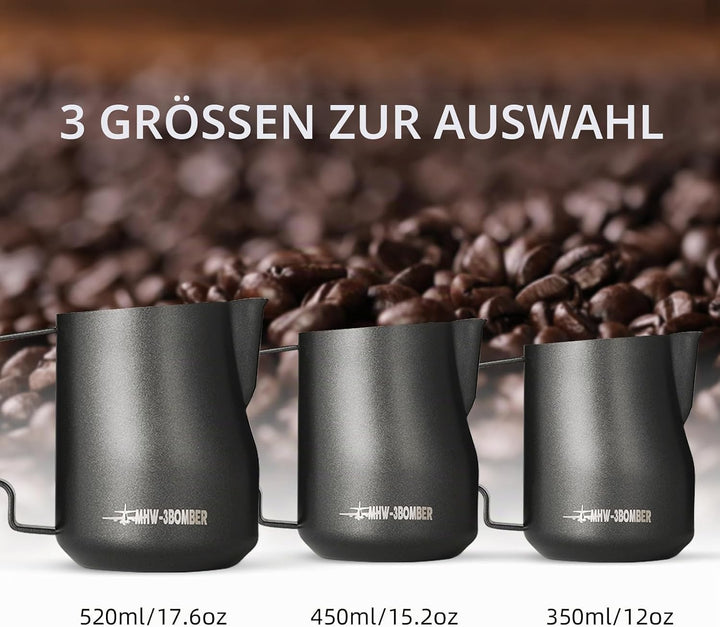 MHW-3BOMBER 450ml(15oz) Milchkännchen Milchkanne Profi, 15oz Milchkännchen Edelstahl für Espresso, C