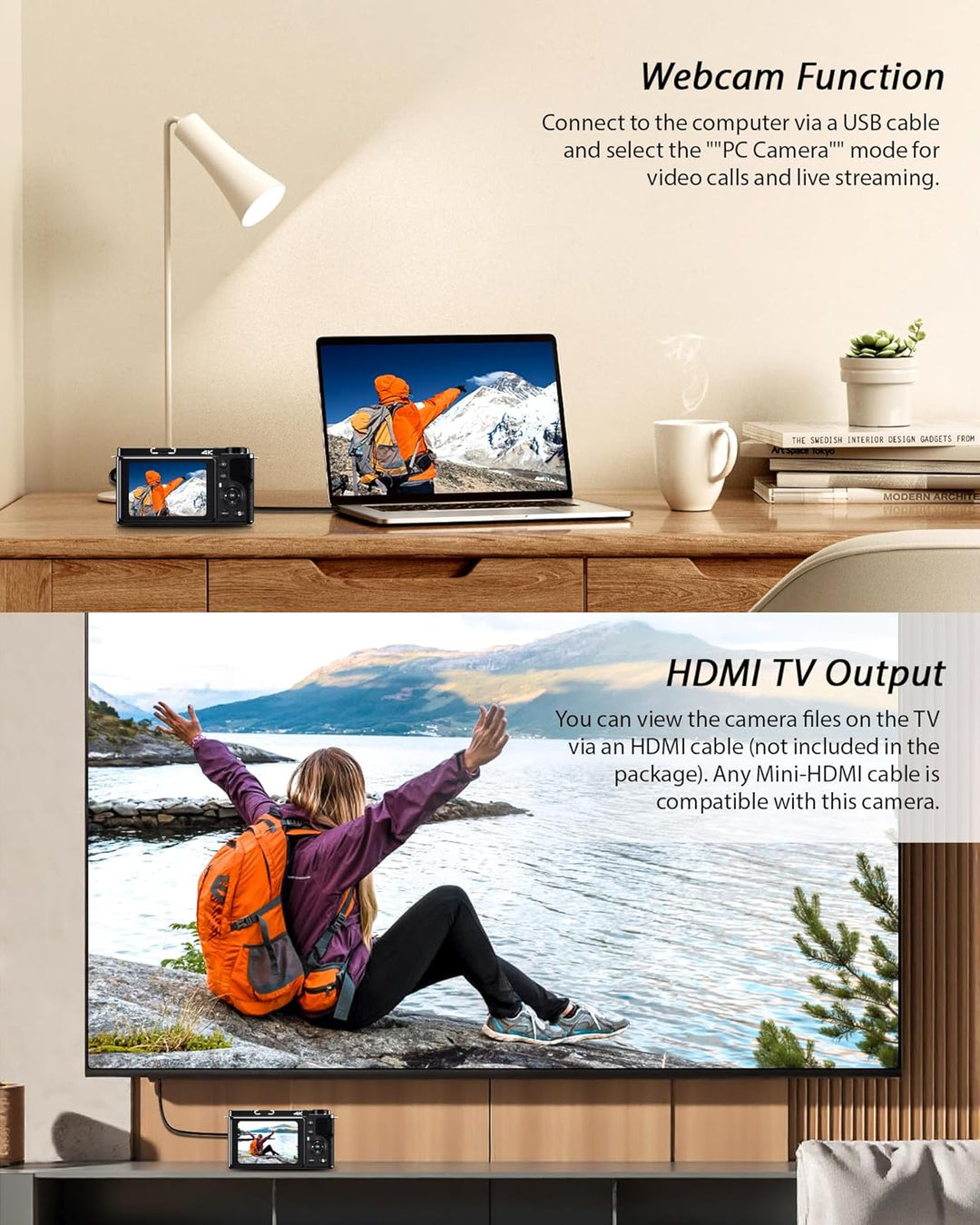 Digitalkamera 1080P, 48 Megapixel 12X Optischer Zoom Fotokamera, optischer Bildstabilisator Vlog Kam