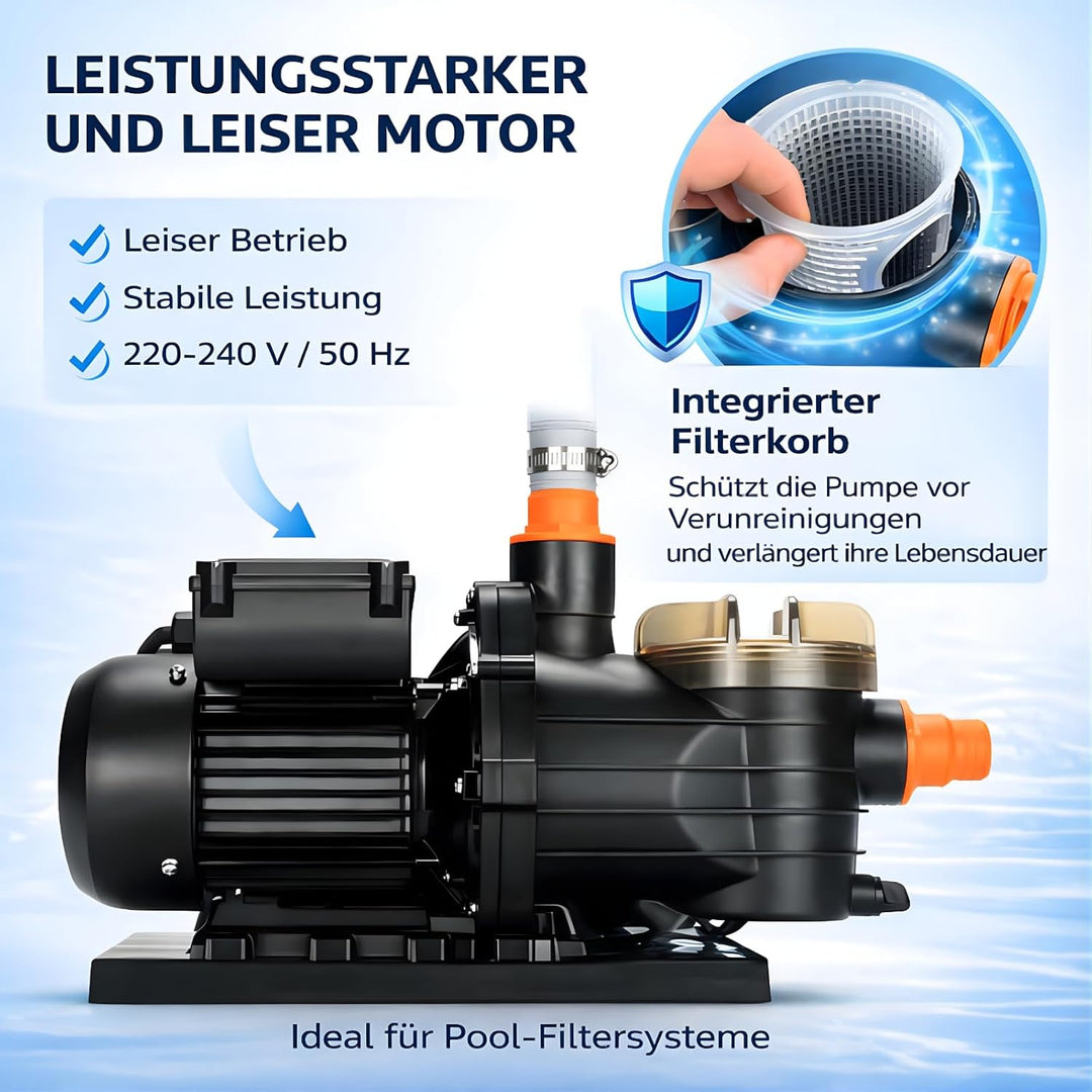 Verda Sandfilteranlage Pumpe 13200 l/h 550W Pool Filterpumpe 1000g inkl. Filterbällen 12m Förderhöhe