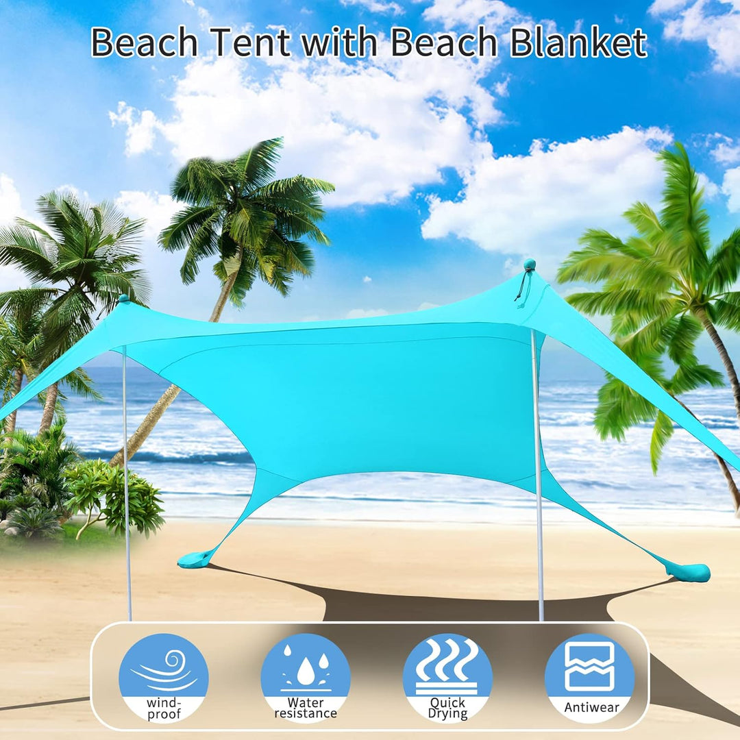 Cuupo Strandzelt, Pop-Up, 2x2.1 m, LSF 50, Lycra, Sonnenschutz, für den Aussenbereich, Anti-Wind, So