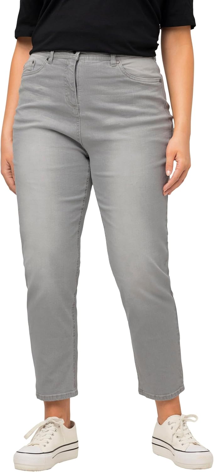 Ulla Popken Damen Jeans 32W / 30L Graubeige, 32W / 30L Graubeige