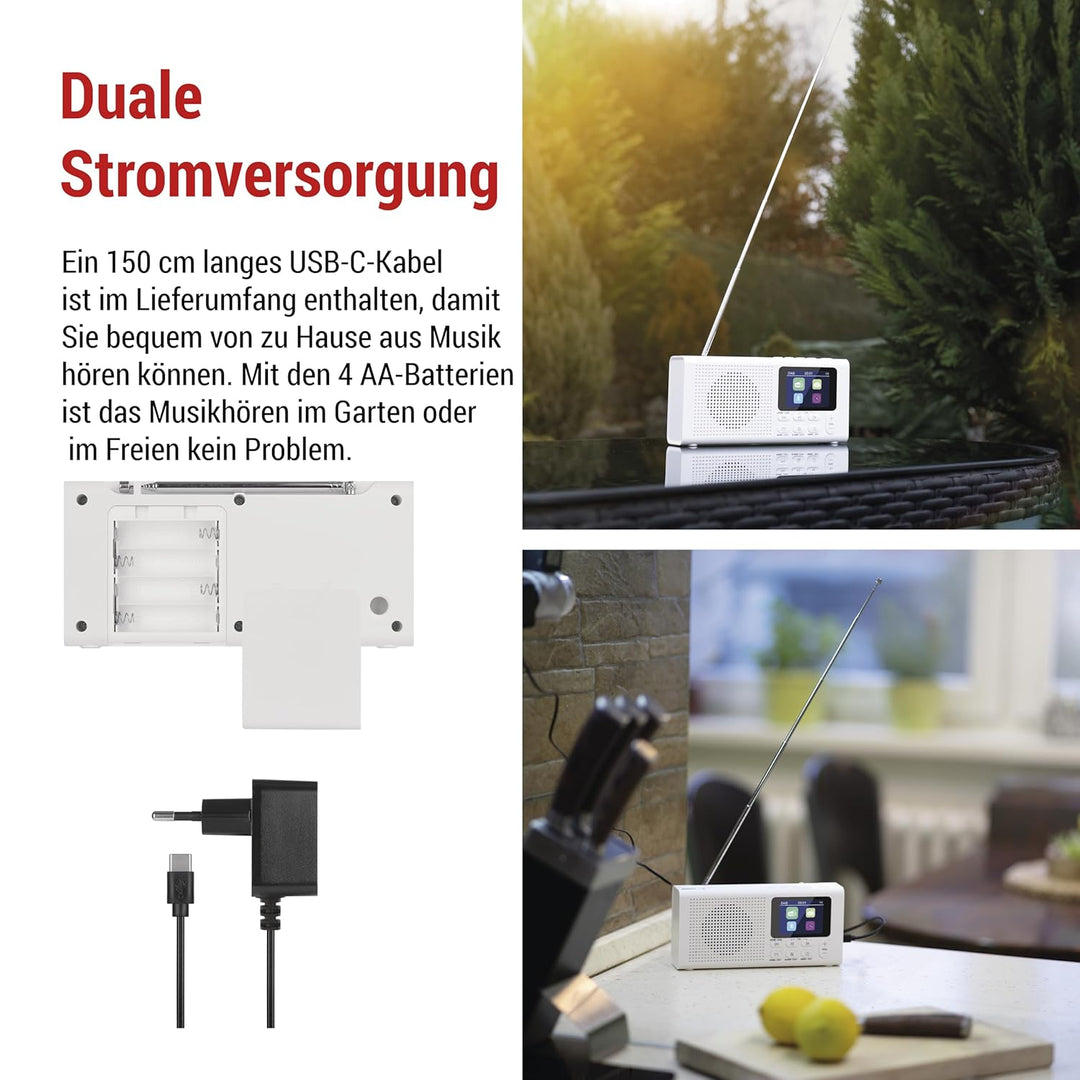 EMOS - DAB+ Radio mit Bluetooth und Dual-Stromversorgung - tragbares Digitalradio mit Wecker, Sleept