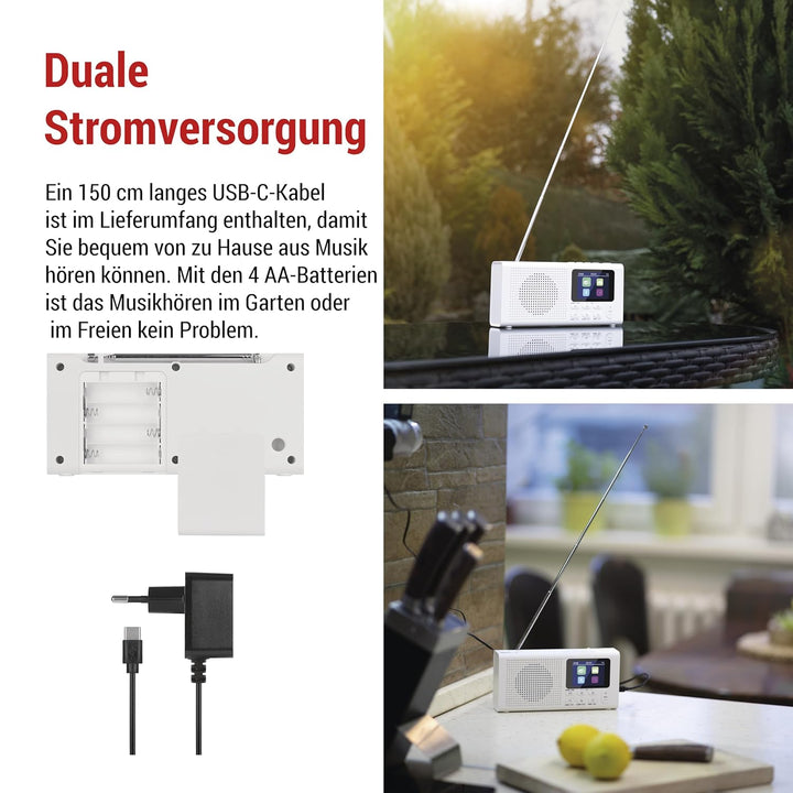 EMOS - DAB+ Radio mit Bluetooth und Dual-Stromversorgung - tragbares Digitalradio mit Wecker, Sleept