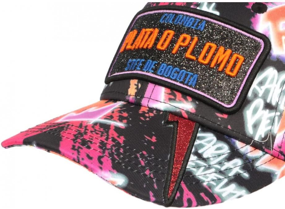 Kappe Plata o Blei Rosa und Schwarz Strass Baseball Kapsel Kollektion – Grösse: Einheitsgrösse – Far
