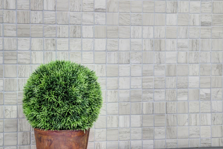 Mosaik Quadrat uni Grau Streifen Marmor Naturstein Küche, Mosaikstein Format: 32x32x8 mm, Bogengröss
