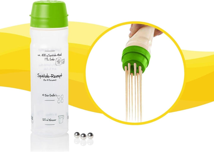 Einsteiger-Set zum Spätzle selber machen mit Spätzle-Shaker (875 ml grün) 4 Portionen & Rezeptbuch (