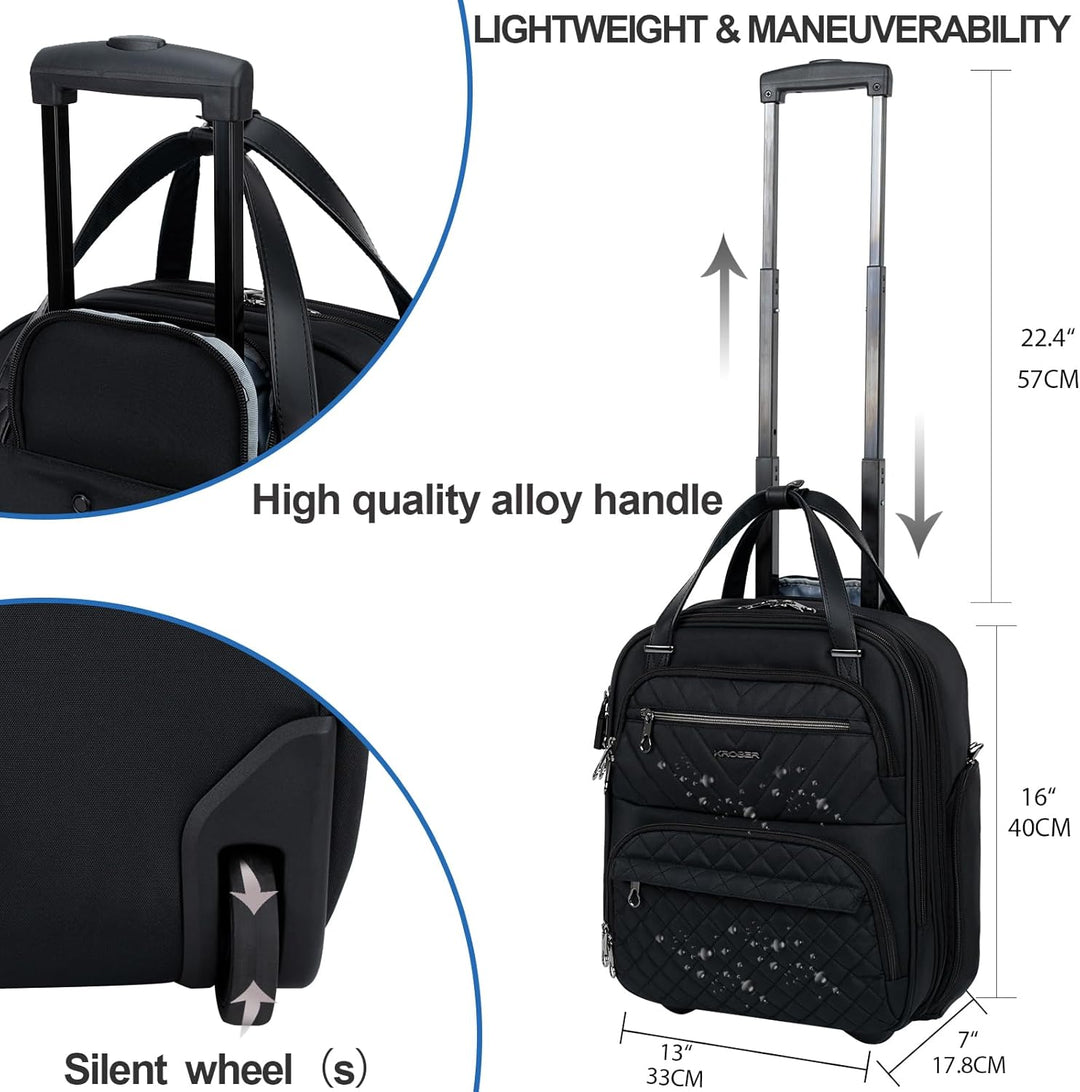 KROSER Handgepäck Koffer Trolley 40cm, Carry On Untersitzer Multifunktional 16-Zoll Leichter Über-Na