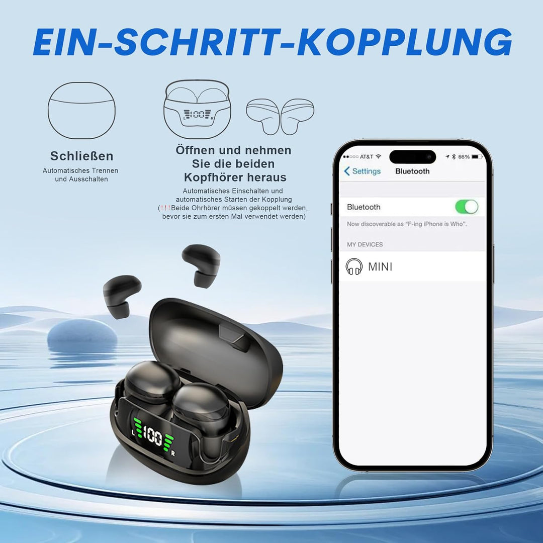 Unsichtbar Kleinste Mini Kopfhörer kabellos im Ohr Bluetooth Kopfhörer Beige, Beige