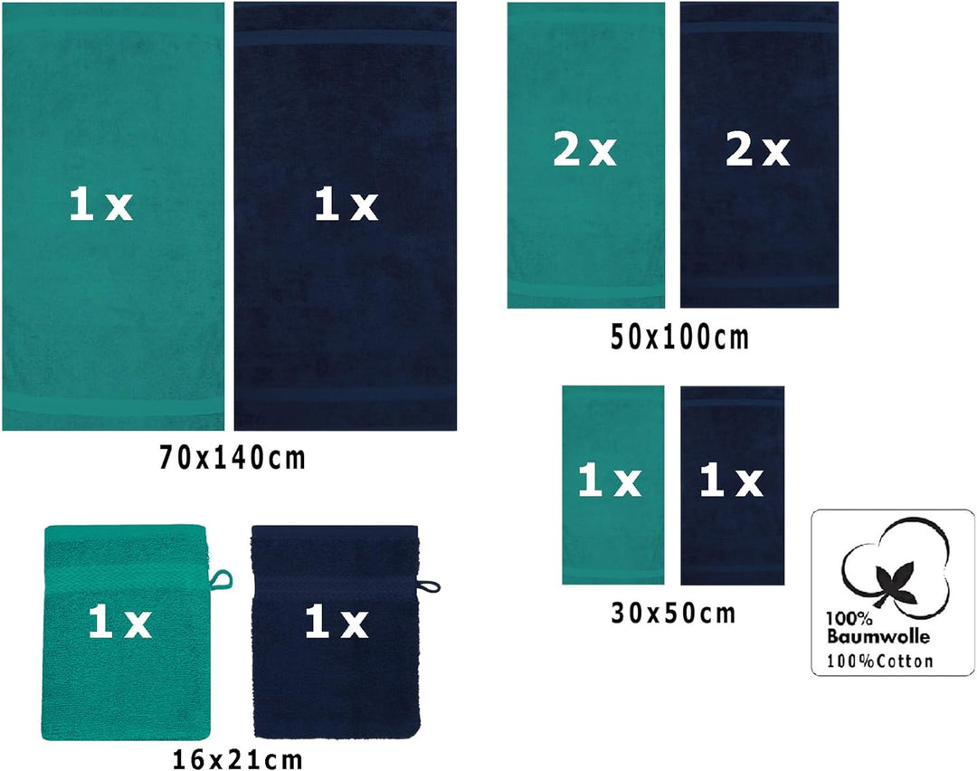 Betz 10-TLG. Handtuch-Set Premium 100% Baumwolle 2 Duschtücher 4 Handtücher 2 Gästetücher 2 Waschhan