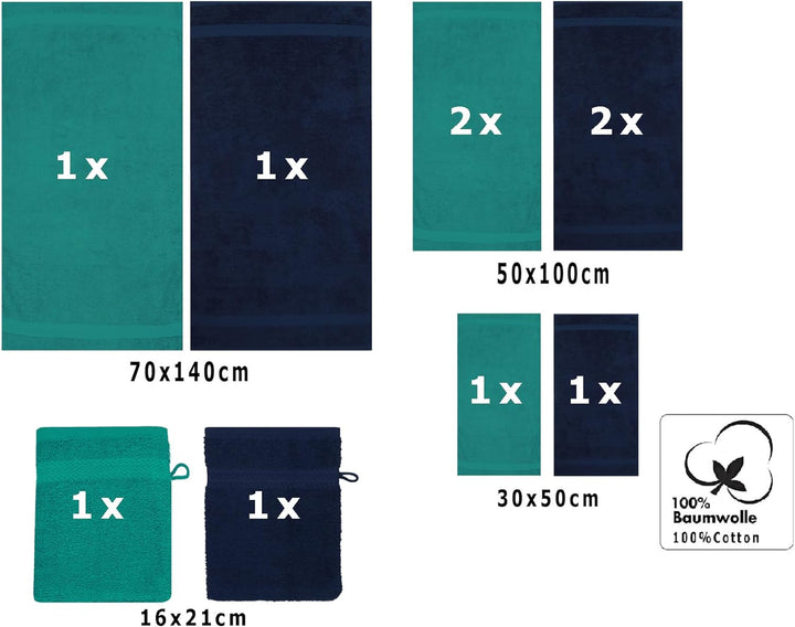 Betz 10-TLG. Handtuch-Set Premium 100% Baumwolle 2 Duschtücher 4 Handtücher 2 Gästetücher 2 Waschhan