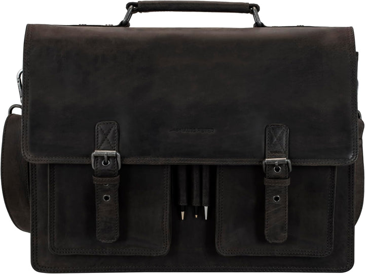 Marc Peter Amsterdam Aktentasche Leder XL Lehrertasche mit Laptopfach 15,6 Zoll grosse Ledertasche z