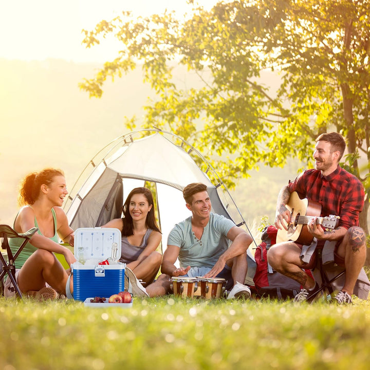 Relaxdays kleine Kühlbox, mit Griff, Tragegurt, Kunststoff Kühltasche, ohne Strom, 8 l, HBT 23,5 x 3