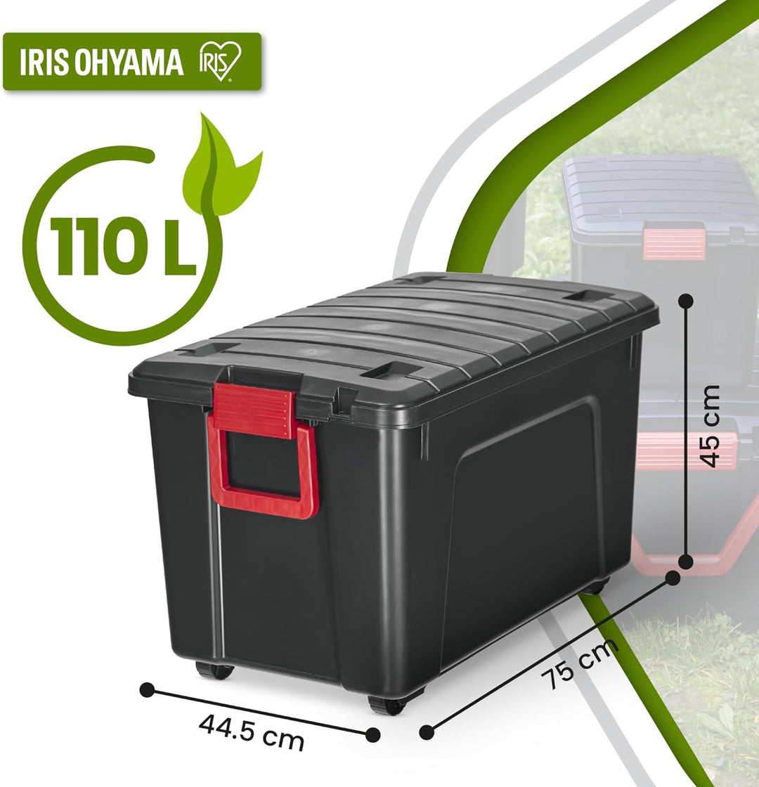 Iris Ohyama, grosse Kunststoff-Aufbewahrungsbox, 110 l Garagen-Aufbewahrungsbox, 2er-Set, SIA-110, s