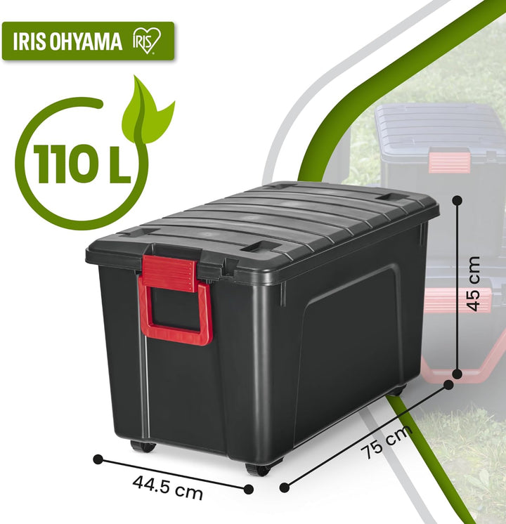 Iris Ohyama, grosse Kunststoff-Aufbewahrungsbox, 110 l Garagen-Aufbewahrungsbox, 2er-Set, SIA-110, s
