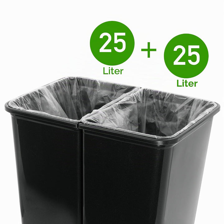 Grizzly Doppelmülleimer 2 x 25l Recycling - Abfallbehälter Mit 2-fach Deckel - Anthrazit Metallic, A