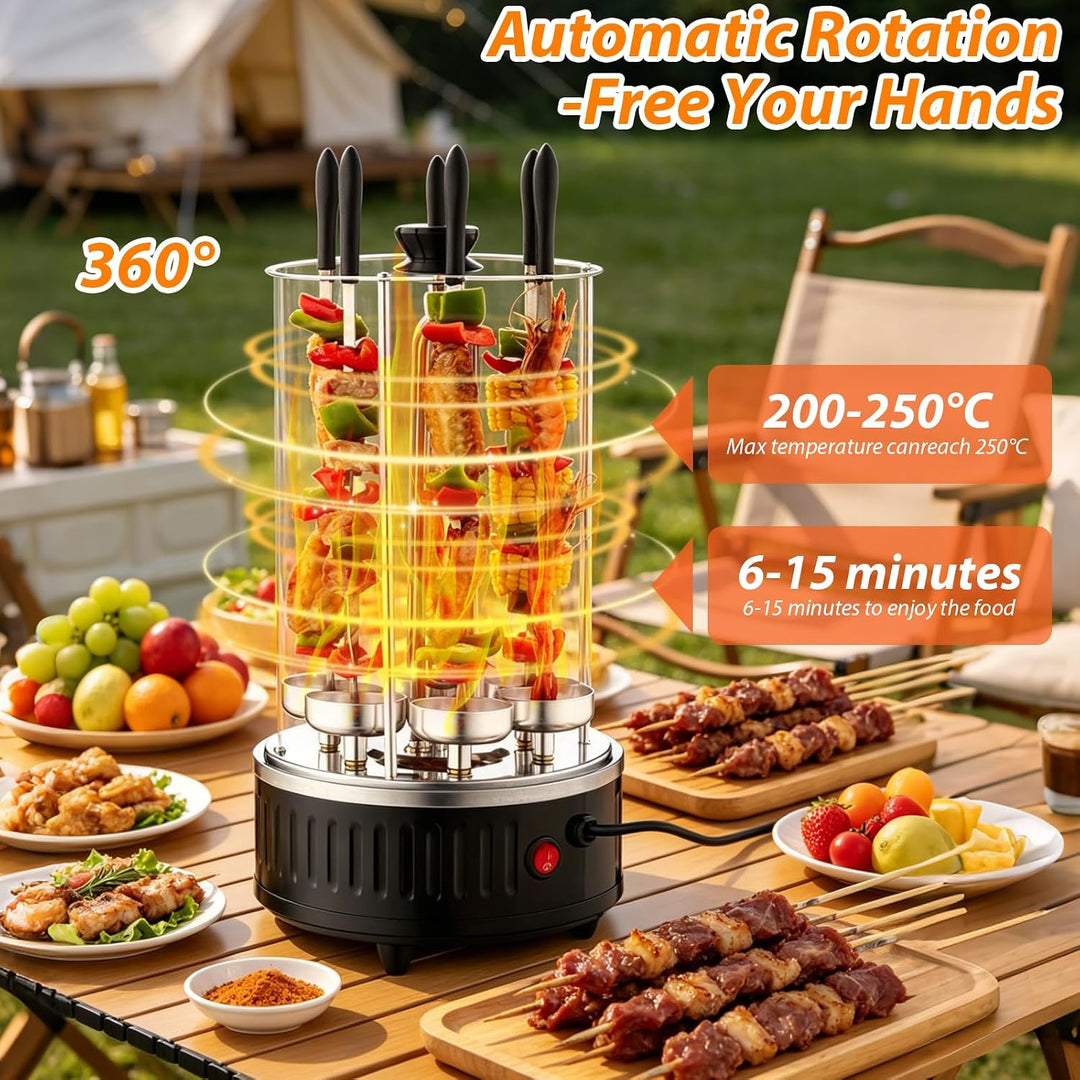 Vertikaler Elektrischer Grill, Elektrischer BBQ Tischgrill Vertikalgrill aus Edelstahl, Elektrogrill