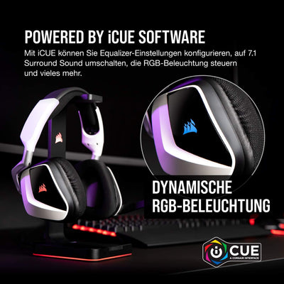 Corsair VOID ELITE Wireless-Gaming-Headset (virtueller 7.1-Surround-Sound, 2,4-GHz-WLAN mit geringer