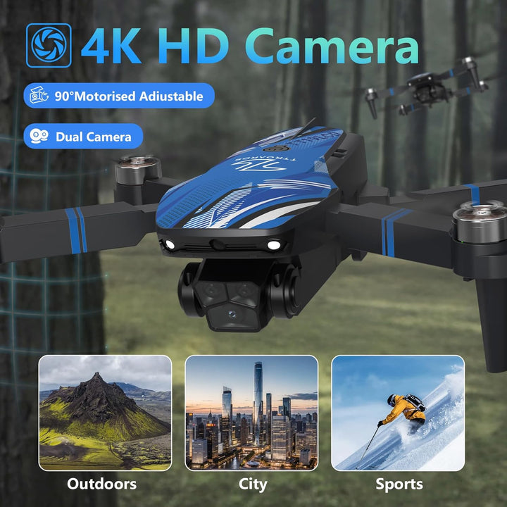 TT19LCD Drohne mit 4k Kamera für Erwachsene, FPV Drohne mit 2.8in LCD Bildschirm Berufstätige, Brush