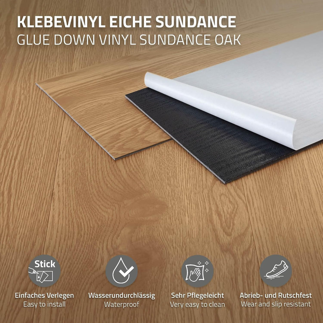 ML-Design Deluxe PVC Bodenbelag, Selbstklebende Vinyl-Dielen, Vinylboden, 91,5 cm x 15,3 cm x 2 mm,