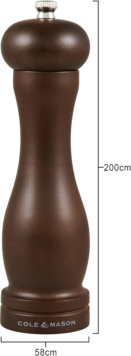 Cole & Mason HB0844P Forest Capstan Pfeffermühle, Dunkles Holz, 200mm, Precision+, Enthält 1 x Pfeff