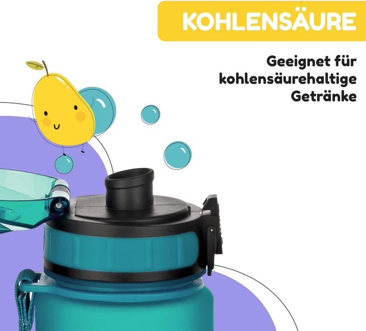 schmatzfatz Trinkflasche Kinder Auslaufsicher 0,5L, Sport Trinkflasche Schule zum Wandern & Fitnesss
