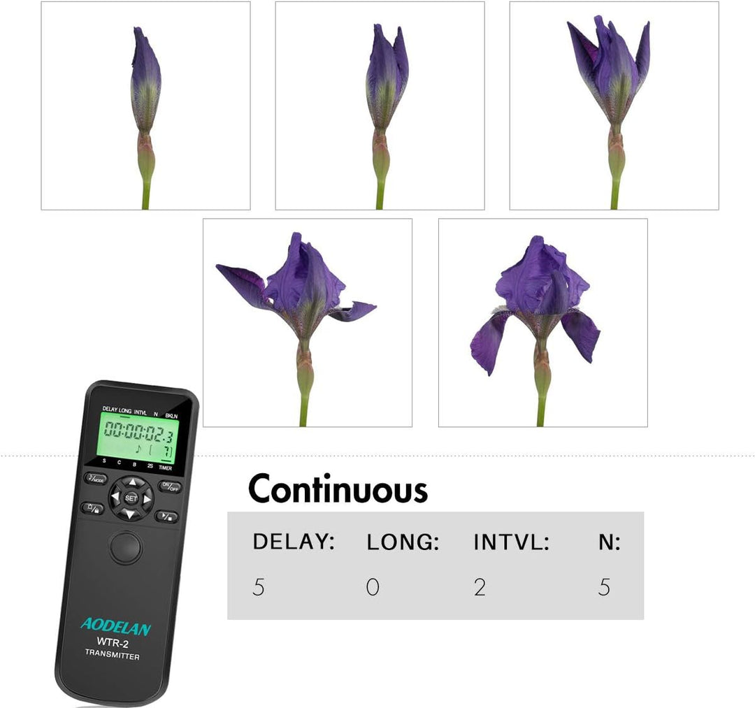 AODELAN WTR2 Kabelloser Fernauslöser Timer Kabelfernauslöser für Canon EOS R, ROS RP, 200D, 250D, 90