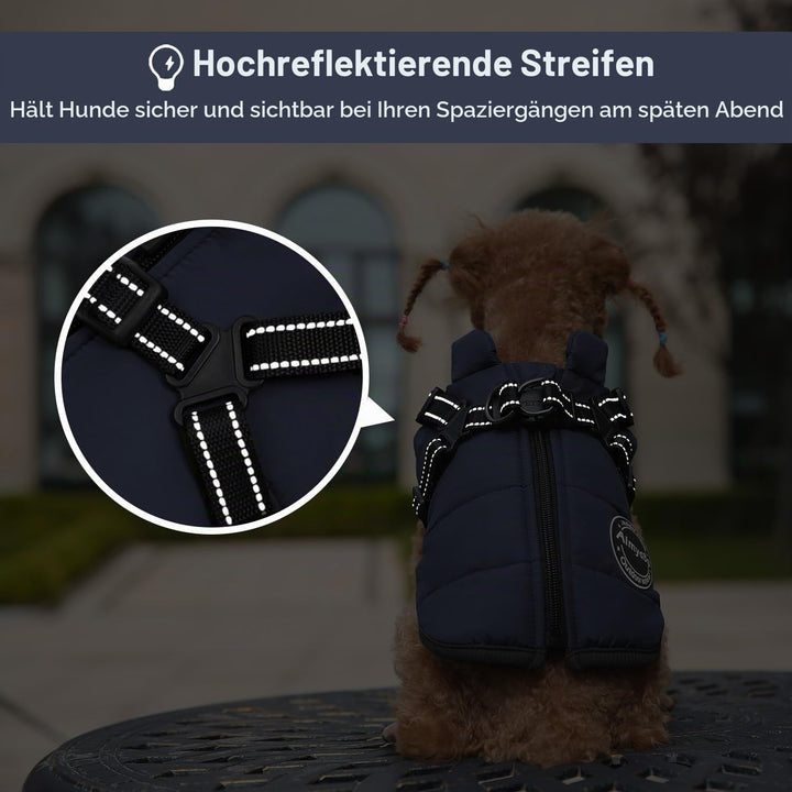 Hundemantel Winter, Wärme Hundejacke Mit Brustgurt Gurt Winddichte mit bauchschutz, Haustier Outdoor