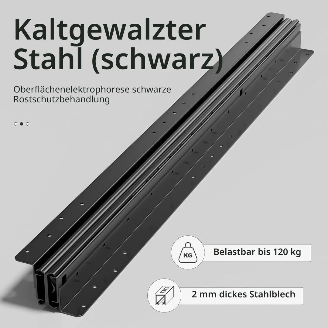 AOLISHENG Schubladenschienen Bodenhalterung 400 mm 3 Falten Auszugsschienen Vollauszug Schwerlastaus